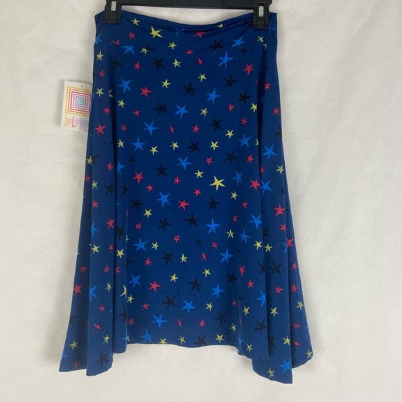 Kids LuLaRoe Girls Blue Kids Azure A-Line Skirt Stars Size 14 - Picture 4 of 7